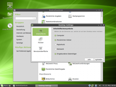 Das Konfigurationswerkzeug f&uuml;r den Desktop wurde neu gestaltet.
