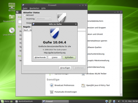 Linux Mint bringt auch ein grafisches Frontend zur Konfiguration der Firewall Ufw mit.