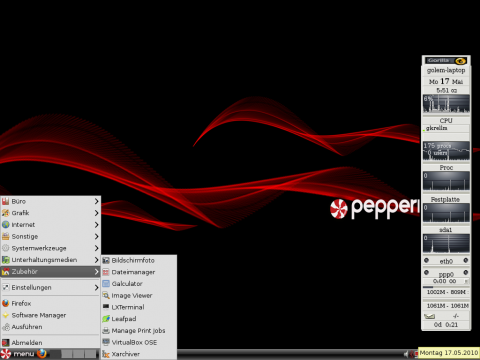 Au&szlig;erdem bringt Peppermint OS das &uuml;bliche Zubeh&ouml;r mit, etwa den Editor Leafpad.