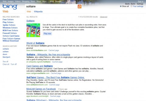 Bing - Spielefunktionen