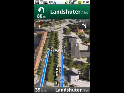 Google Maps Navigation mit Satellitenbildern