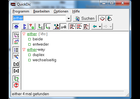 Praktischerweise l&auml;sst sich Quickdic aber auch auf dem Desktop festtackern. Mit dem Pin (Schaltfl&auml;che ganz rechts oben) bleibt die Anwendung immer im Vordergrund.