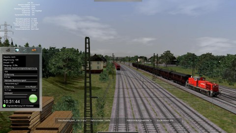 Parallelfahrt mit einem G&uuml;terzug