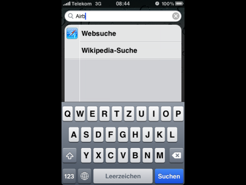 Web- und Wikipedia-Suche im iOS 4
