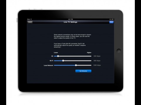 Elgato-EyeTV-iPad-Anwendung - Einstellungen