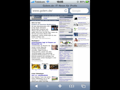 Als Screenshot: Die folgenden Bilder haben die Dimensionen 960 x 640 und werden auf dem kleinen 3,5-Zoll-Display des iPhones angezeigt.