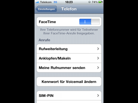 Facetime in iOS4. Nur aktiv auf einem iPhone 4.