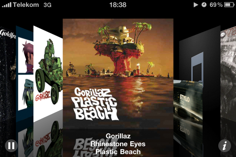 Sch&ouml;n zu sehen: Die Schrift ist gut, das Album-Artwork ist hingegen nicht gut genug. Da kann auch iOS 4 nichts machen.