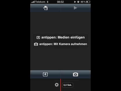 Medien k&ouml;nnen aus der Bibliothek und von der Kamera &uuml;bernommen werden.