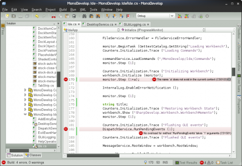 Die Monodevelop IDE in Version 2.4