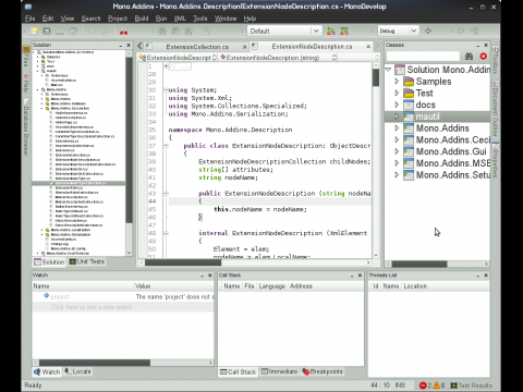 Die Monodevelop IDE in Version 2.4
