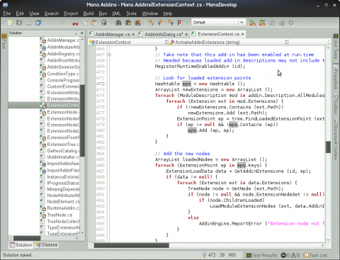 Die Monodevelop IDE in Version 2.4