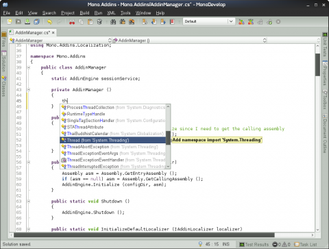 Die Monodevelop IDE in Version 2.4