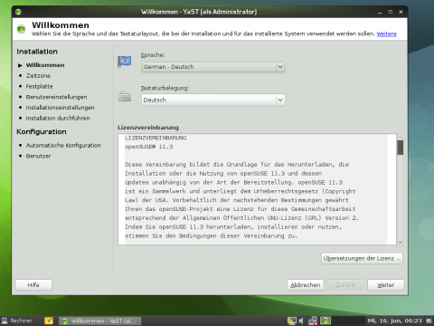 Der Yast-Installer ist fast vollst&auml;ndig aus Version 11.2 &uuml;bernommen worden.