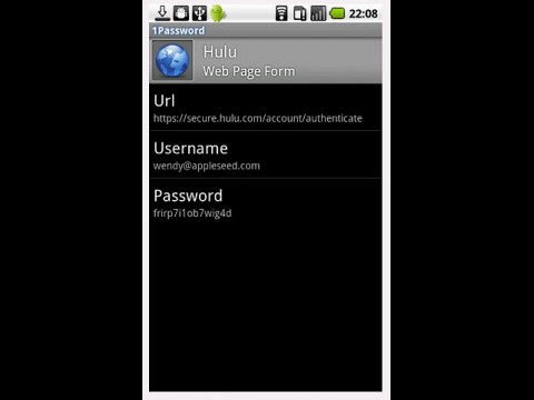 1Password f&uuml;r Android - Anzeige von Logindaten