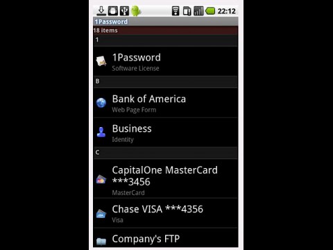 1Password f&uuml;r Android - Benutzeroberfl&auml;che