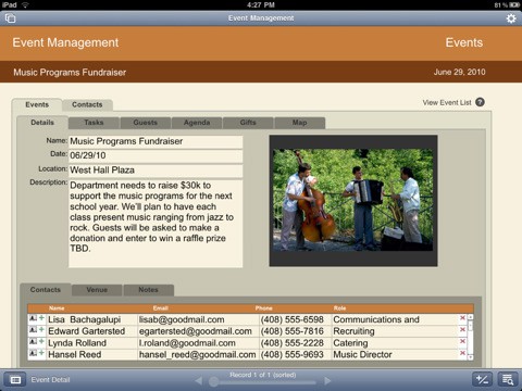 FileMaker Go f&uuml;r das iPad - Datenansicht