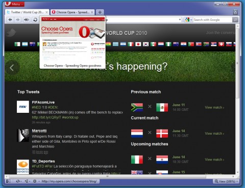 Opera 10.60 mit minimierter Tabvorschau