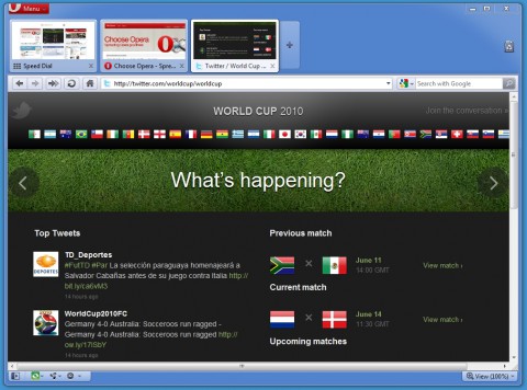 Opera 10.60 mit maximierter Tabvorschau