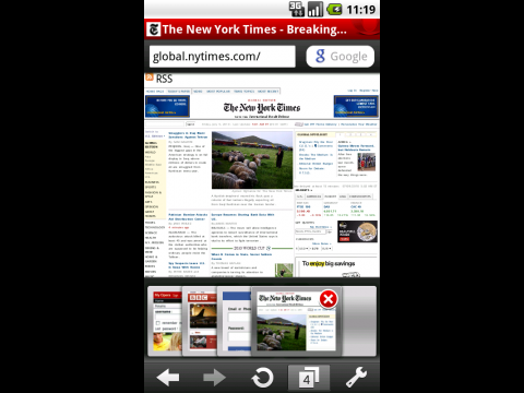 Opera Mini 5.1 auf Android - Tab-&Uuml;bersicht