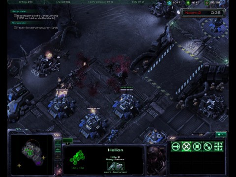 Verteidigungsbunker putzen Horden von Zerg weg.