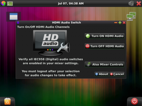 Das HDMI-Audio-Men&uuml;