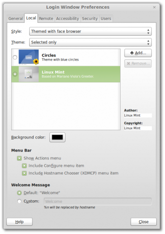 Die Optionen des Login-Managers MDM