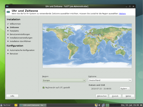 Opensuse l&auml;sst sich auch von den Live-CDs installieren.