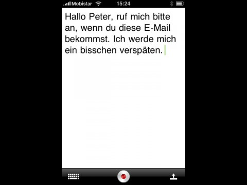 Dragon Dictation - erkannter Text