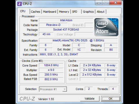 CPU-Z: Dual-Core-Atom