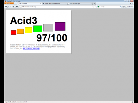 Firefox 4 Beta 4 - Acid3 Test