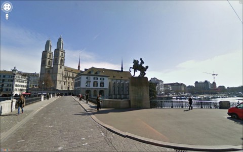 Google Street View: Gro&szlig;m&uuml;nster in Z&uuml;rich