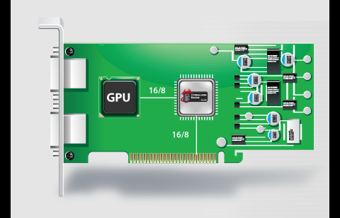 Schema einer Grafikkarte mit Hydralogix-Chip
