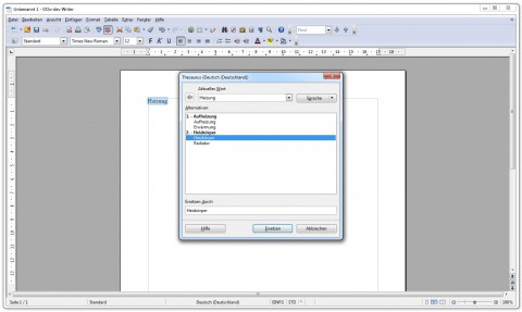 Openoffice.org 3.3 - neuer Thesaurusdialog