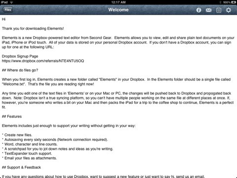 Second Gear Elements auf dem iPad