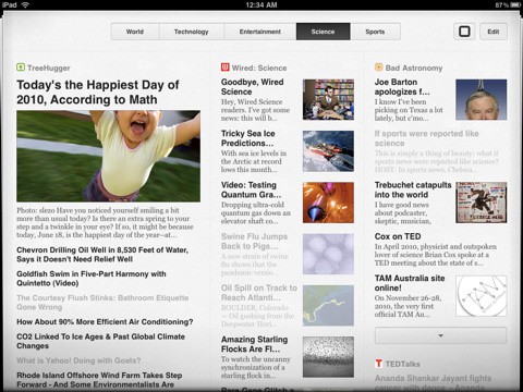 Times f&uuml;r das iPad - Hauptbildschirm