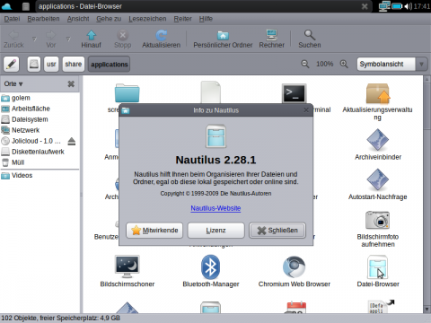 ...etwa den Dateibrowser Nautilus, ...