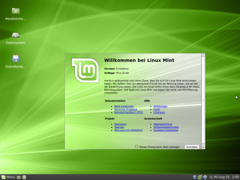 Linux Mint bietet eine Einf&uuml;hrung in das Betriebssystem.