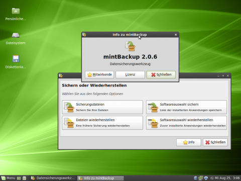 Das Backupwerkzeug stammt ebenfalls aus dem Original Linux Mint...