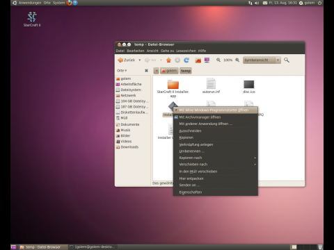 F&uuml;r Windows-EXE-Dateien ist unter Linux Wine zust&auml;ndig.