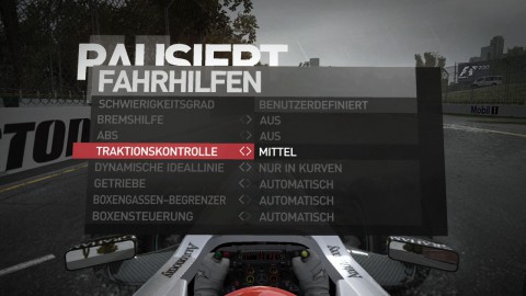 Die Fahrhilfen bestimmen den Schwierigkeitsgrad.