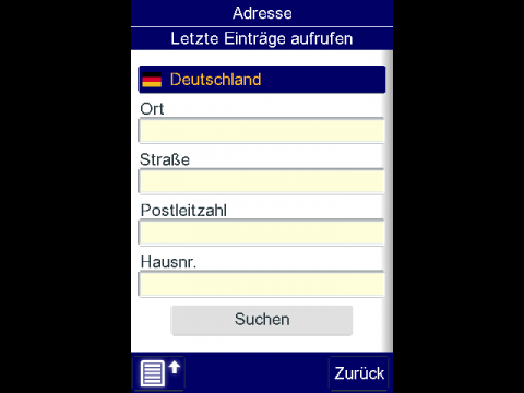 Telmap Navigator - Adresseingabe