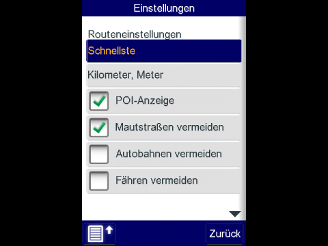Telmap Navigator - Einstellungsdialog