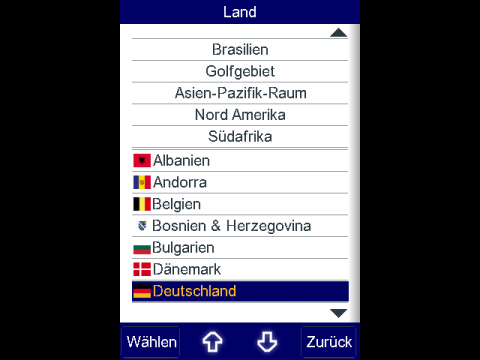 Telmap Navigator - L&auml;nderauswahl