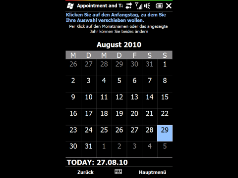 Trinefix Appointment and Task Mover - Auswahl des Zieldatums 