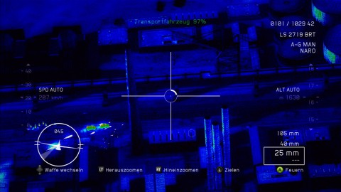 Die AC-130 Bomber-Mission mit W&auml;rmesicht-Kamera. 