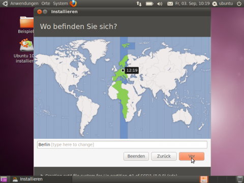 W&auml;hrend die Installation bereits l&auml;uft, werden noch weitere Abfragen get&auml;tigt.