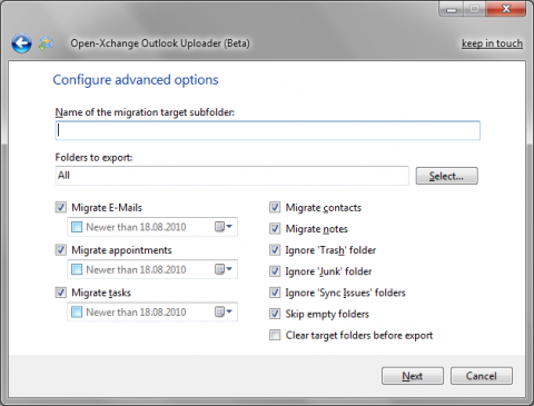 Open-Xchange Microsoft Outlook Uploader