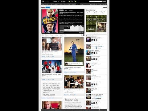 Neues Myspace - Themenseite f&uuml;r die US-TV-Serie Glee (Screenshot: Myspace)