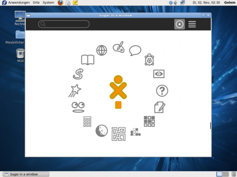 Entwickler k&ouml;nnen den f&uuml;r OLPCs entwickelten Desktop Sugar in einem Emulator testen.